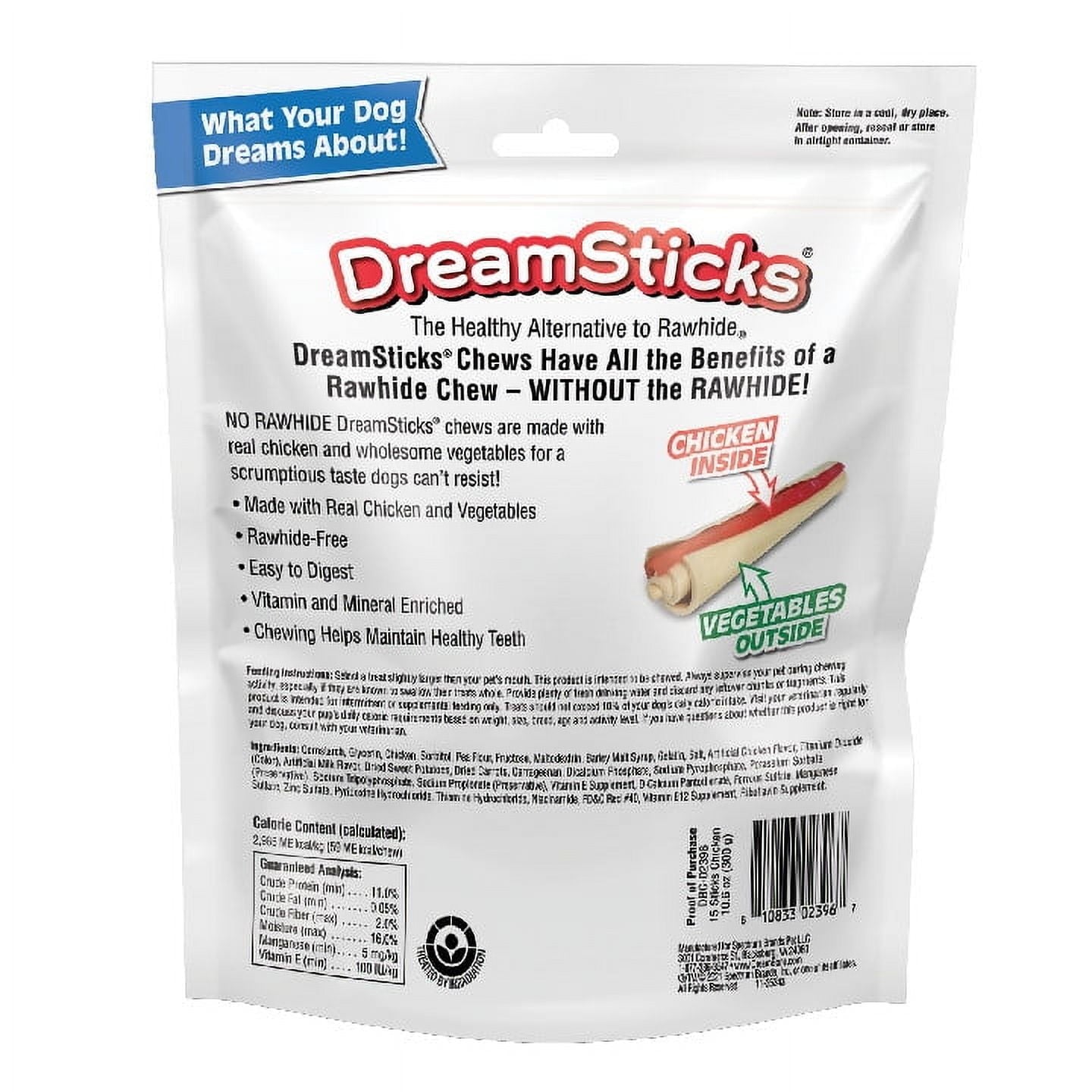 DreamBone DreamSticks Made with Real Chicken, Rawhide-Free Chews for Dogs, 15 Count