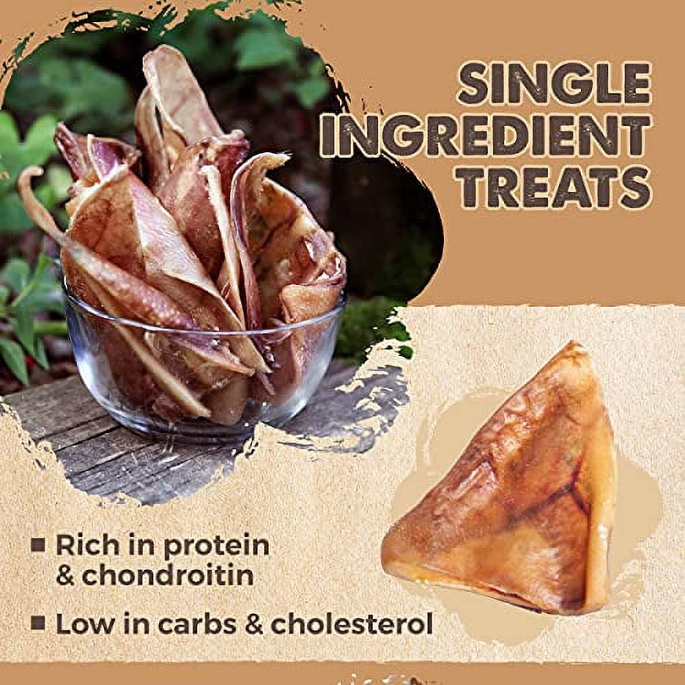 Mighty Paw Half Pig Ears for Dogs, All Natural Dried Single Ingredient Dog Treats (12 Pack)