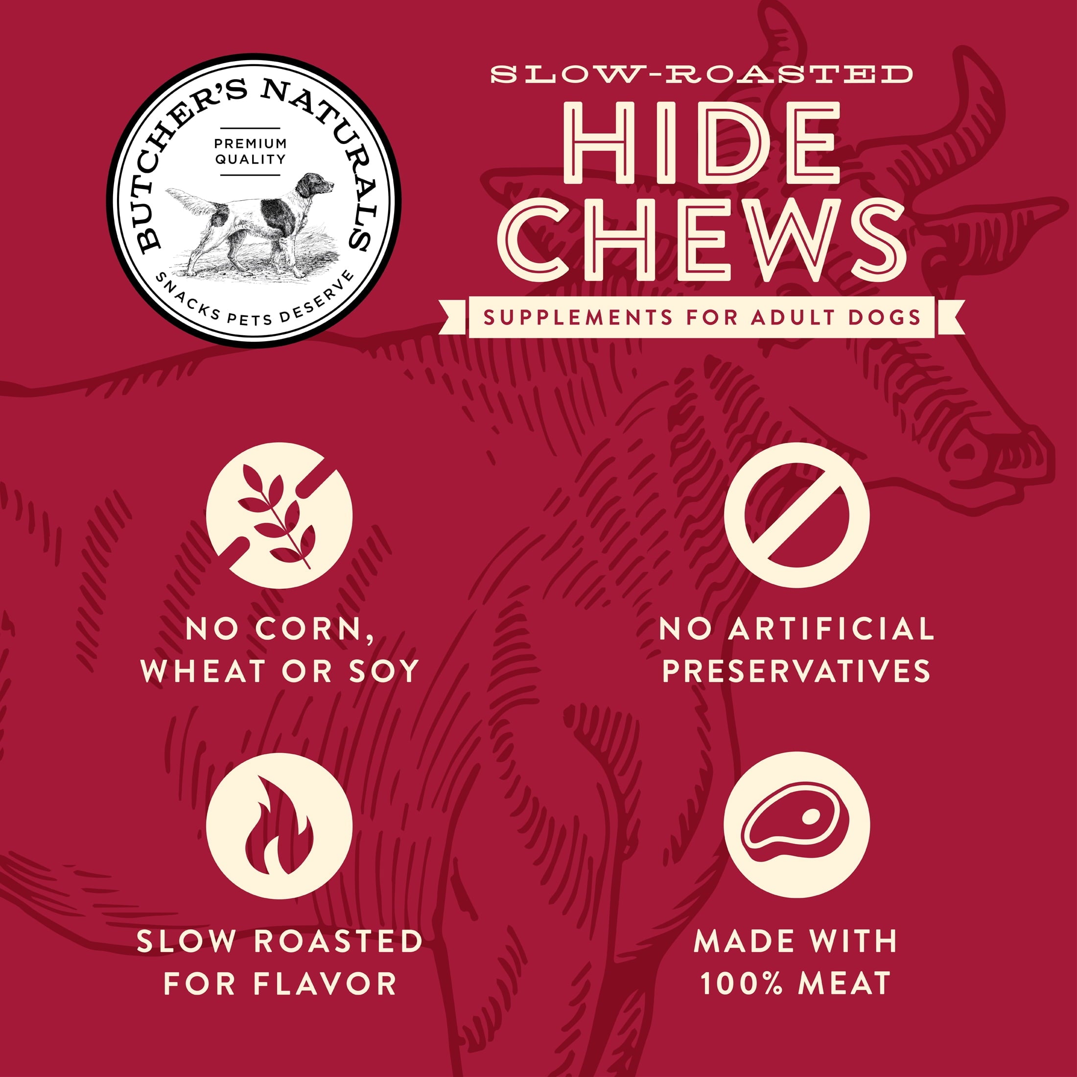 Butcher's Naturals Beef Flavor Natural Chews for Dogs, 8 oz Bag